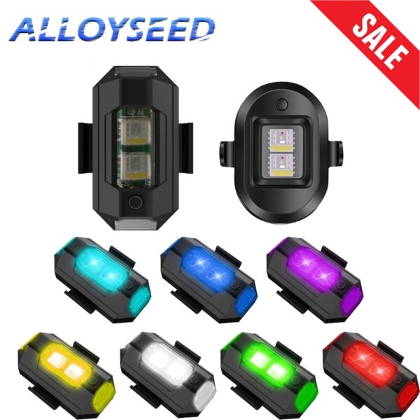 Universal LED Drone Strobe Light 7 Colors Mini Anti-collision Warning Light Turn Signal Indicator Fit for Motorcycle/Car/Drone