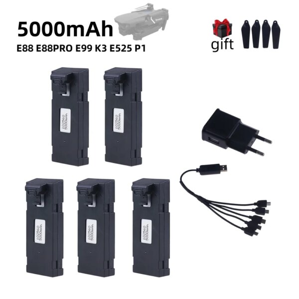 Upgrade 5000mAh E88 Battery 3.7V Battery For E88 E88PRO E99 E525  P1 K3 P10 A13 S98  RC Drone RC Quadcopter Parts Battery