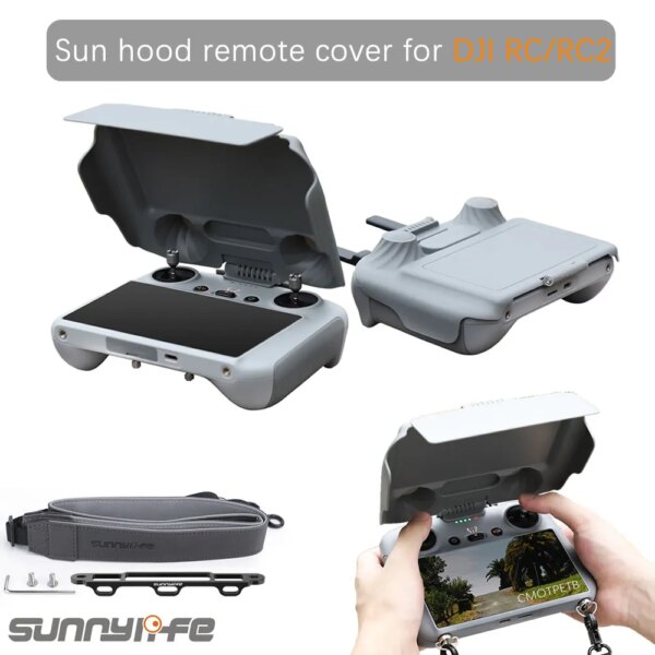 Upgraded Model Controller Hood for DJI AIR 3 RC 2 Sun Hood for DJI RC Remote Controller Cover Lanyard Strap Tempered Glass Case