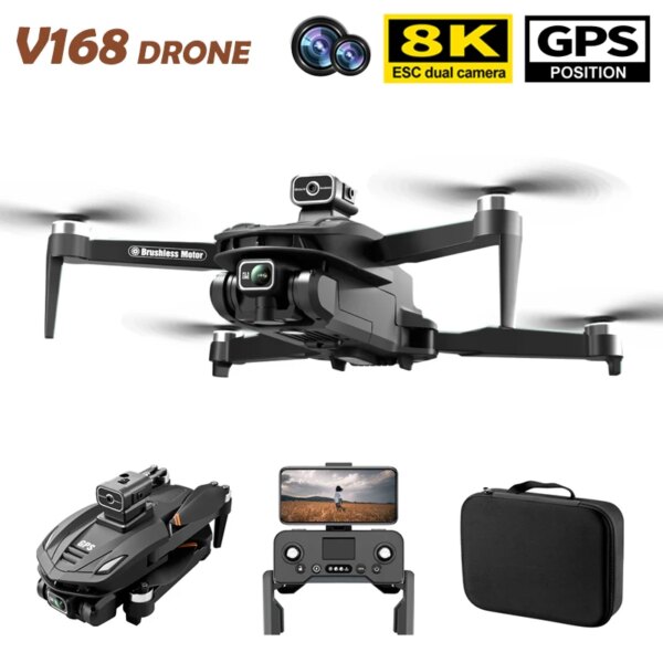 V168 Drone GPS 8K Professional With HD Camera Brushless 5G WIFI FPV RC Quadcopter Obstacle Avoidance Aerial Photography Dron