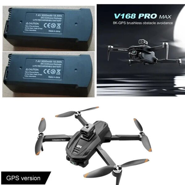 V168 GPS Brushless RC Drone 7.4V 3000Mah Battery/Propeller V168 GPS Drone Battery V168 PRO MAX Drone Battery Blades V168 Parts