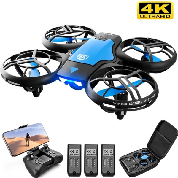 V8 New Mini Drone 4K 1080P HD Camera Drones WiFi Fpv Air Pressure Height Maintain Foldable Quadcopter RC Dron Toy Gift