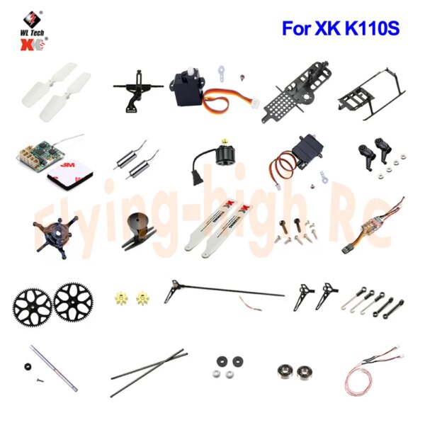 Wltoys XK K110S K110 V977 Accessories Parts RC Helicopter Brushless Motor Blade Gear ESC Receiver Main Gear Blades Shaft Servo