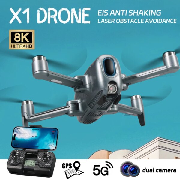 X1 8K Drone Dual Camera Professional Drone fouraxis Remote Control Aircraft Portable GPS Automatic Obstacle Avoidance Quadcopter