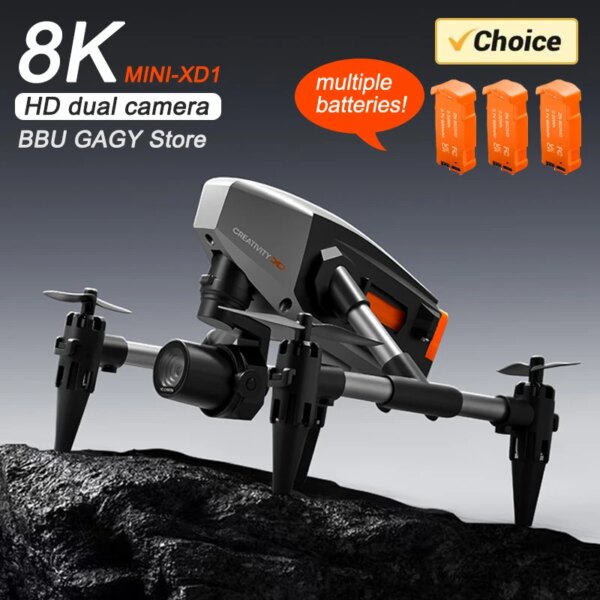 XD1 Pro Mini Drone 4K 8K Dual Camera WIFI Alloy Anti-drop Optical Flow Positioning Quadcopter Remote Control Gift RC Toy