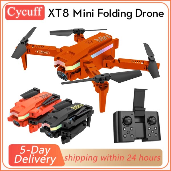 XT8 Mini Drone 4K HD Camera 3 Speeds Headless Mode Stable Hover LED Light Foldable Remote Control Quadcopter Kids Helicopter Toy