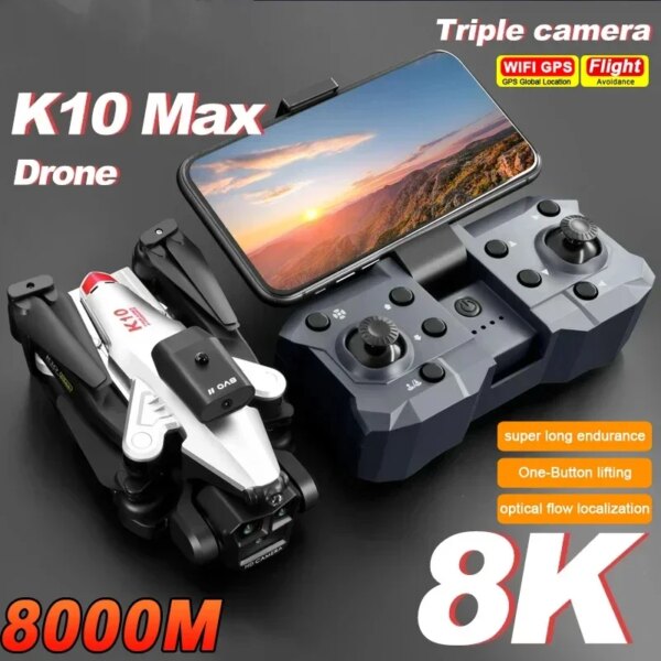 Xiaomi-Dron profesional K10 Max 8K con 3 cámaras, Motor sin escobillas, posicionamiento de flujo óptico, juguetes para adultos y niños, 2024