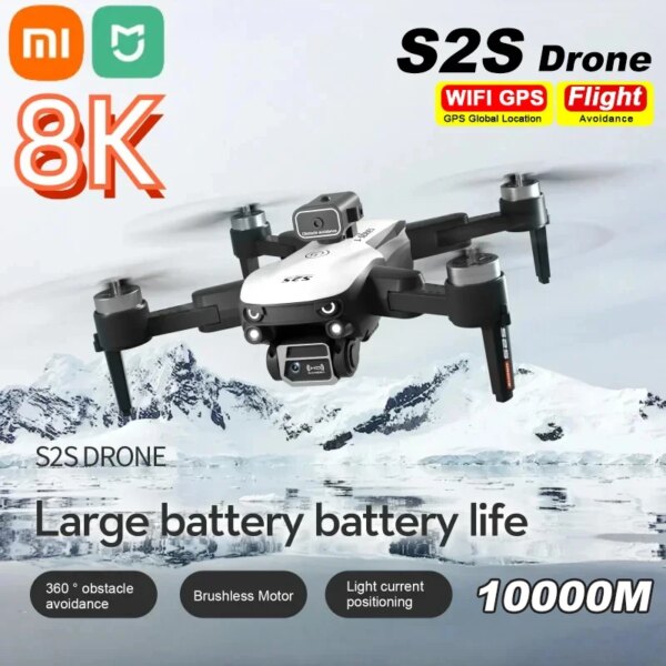 Xiaomi MIJIA S2S Mini Drone 8K HD Camera Obstacle Avoidance Aerial Photography Brushless Motor Foldable Rc Quadcopter Kid Toys