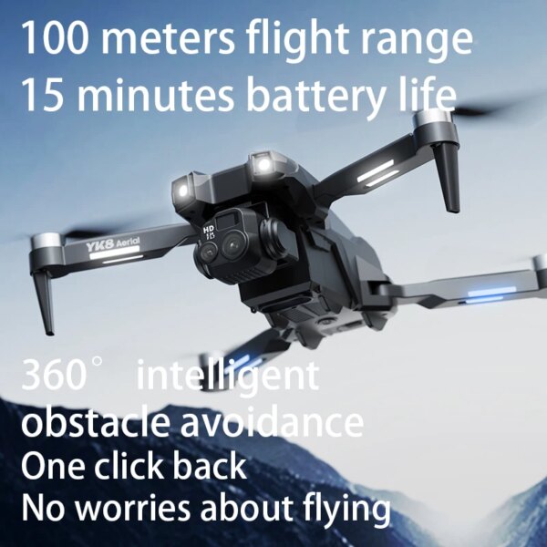 YK8 Drone Professional 4K HD Three Camera Optical Flow Localization Obstacle Retractable Obstacle Avoiders Brushless Motor Drone