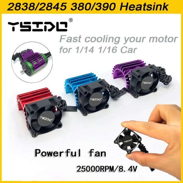 YSIDO RC Car 380 390 2838 2845 2847 Electric Motor Cover HeatSink Cooling Fan for Wltoys 124017 124016 144010 Model Cars Parts