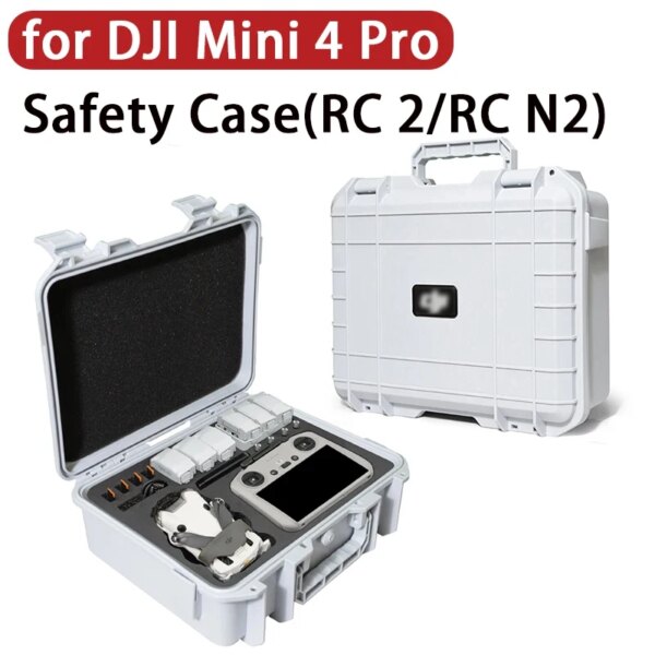 for DJI Mini 4 Pro Safety Box White Carring Case RC 2/RC N2 Storage Box with Strap Portable Drone Accessory for DJI Mini 4 Pro