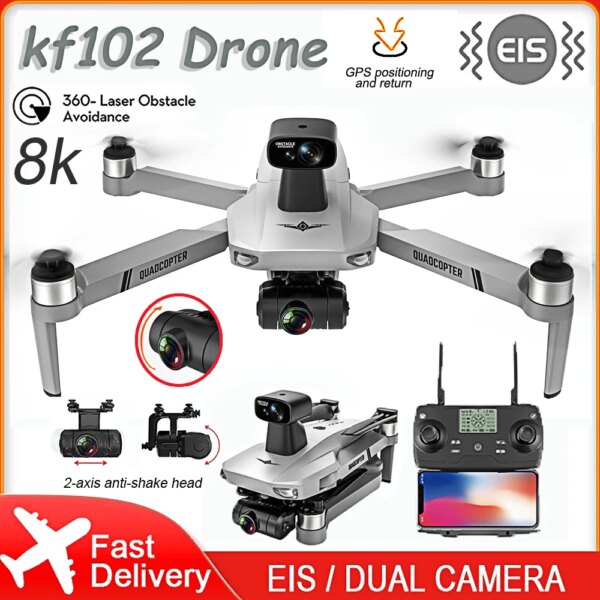 KF102 MAX GPS Professional Drone 5G WIFI 8K with Camera 360° Laser Obstacle Avoidance Mini Drones Brushless Motor Quadcopter Toy