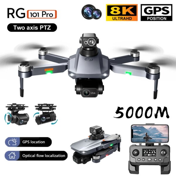 RG101 PRO 8K dual camera 3-axis gimbal professional drone 5G FPV intelligent obstacle avoidance brushless quadcopter airplane