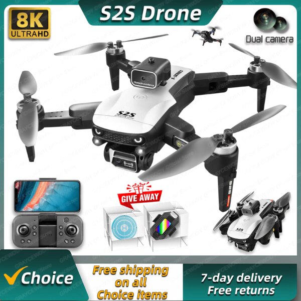 S2S Drone 8K HD Dual Camera Brushless Motor Obstacle Avoidance RC Professional Foldable Quadcopter GPS Distance 3000m Sell Apron